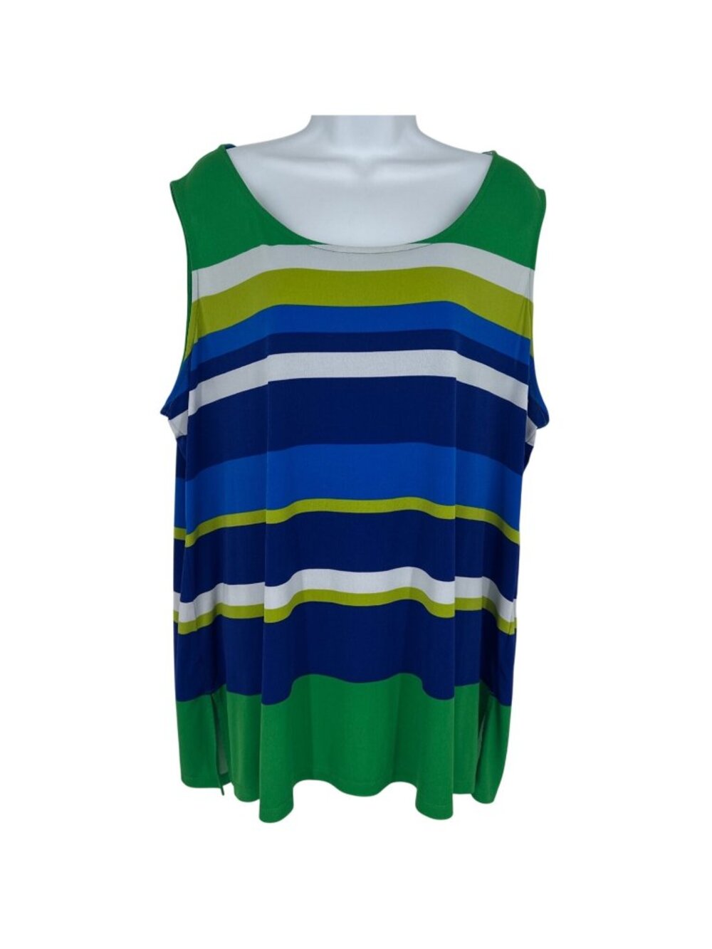 Susan Graver Womens Colorful Stripe Stretch Sleeveless Scoop Neck Tank Top Sz 2X